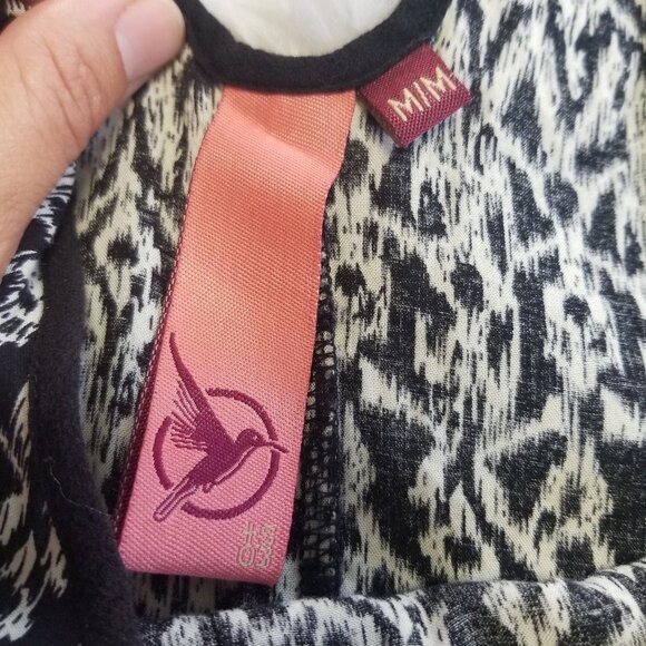 3Stones Black White Patterned 100% Cotton Tank Top Casual Lightweight Cross Back - Picture 3 of 8